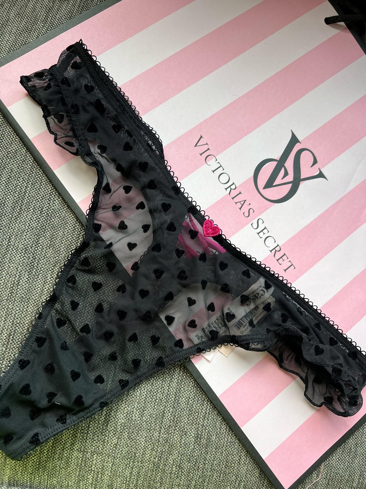 Sheer Black Heart Thong🖤✨