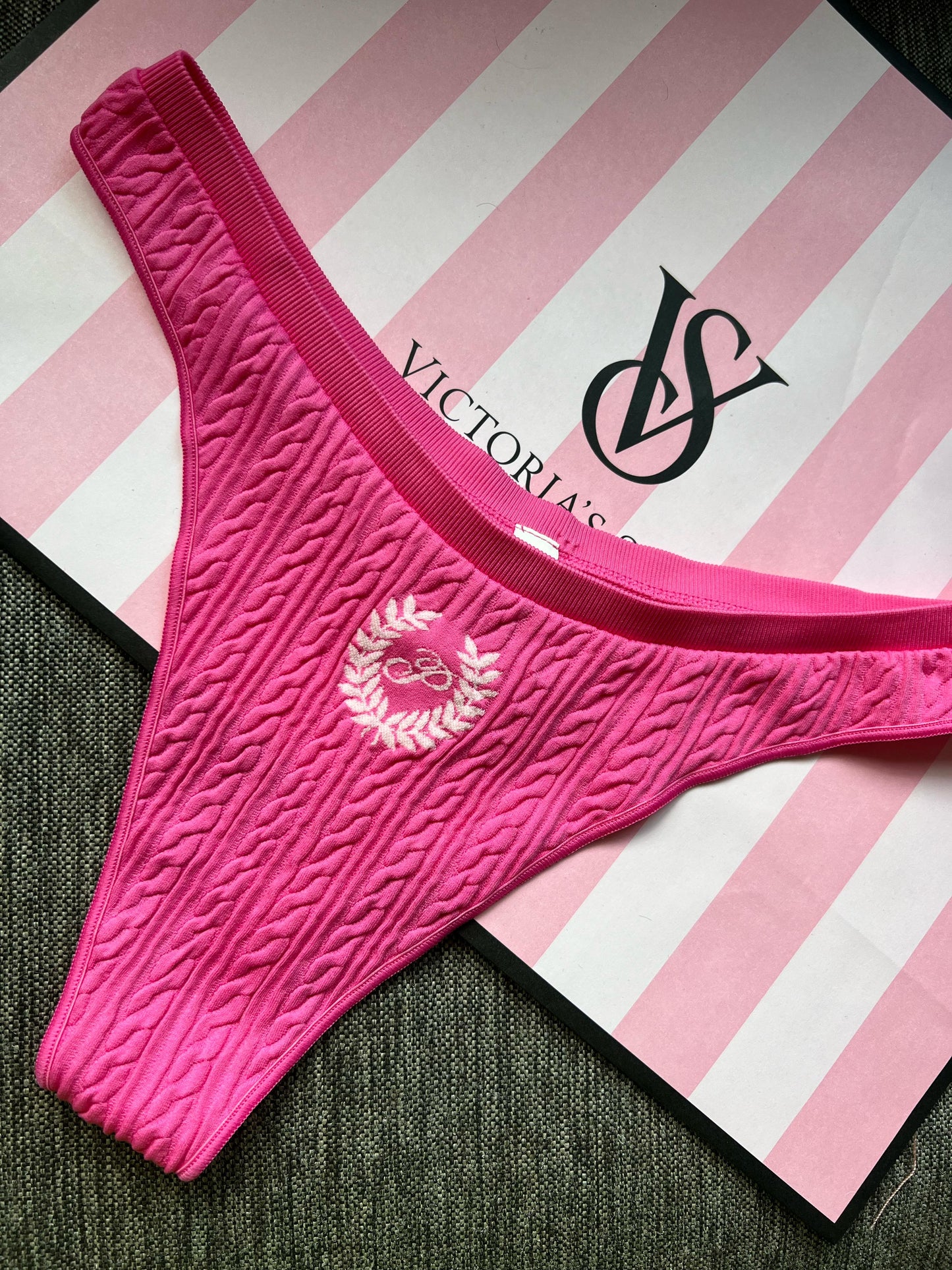 Cable Knit High-Leg Thong 💖✨