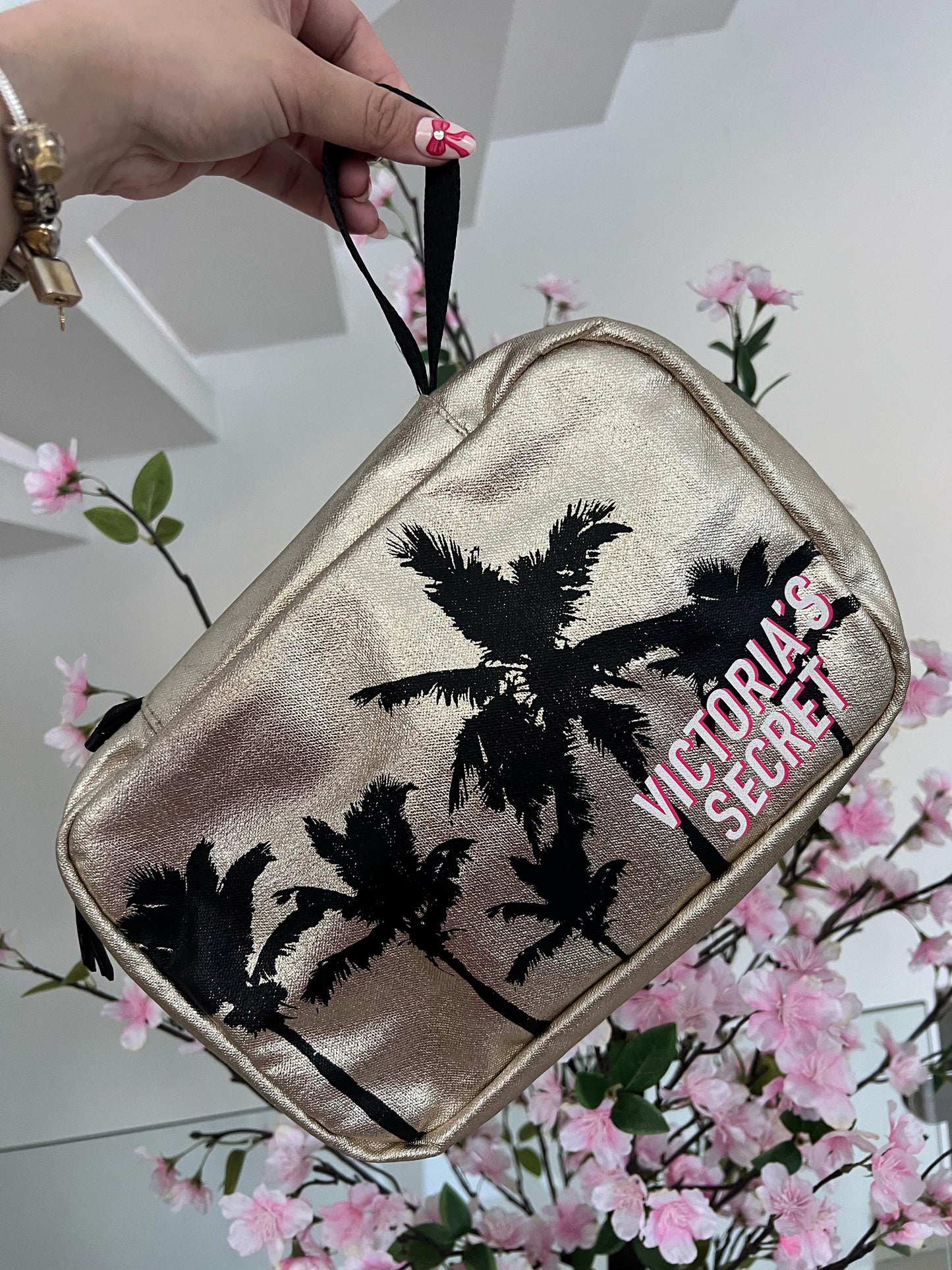 Victoria’s Secret Gold Palm Cosmetic Bag – Tropical Edition 🌴✨
