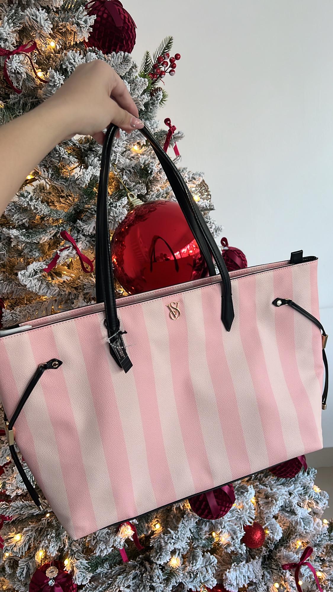 Tote Bag Rosa con rayas blancas