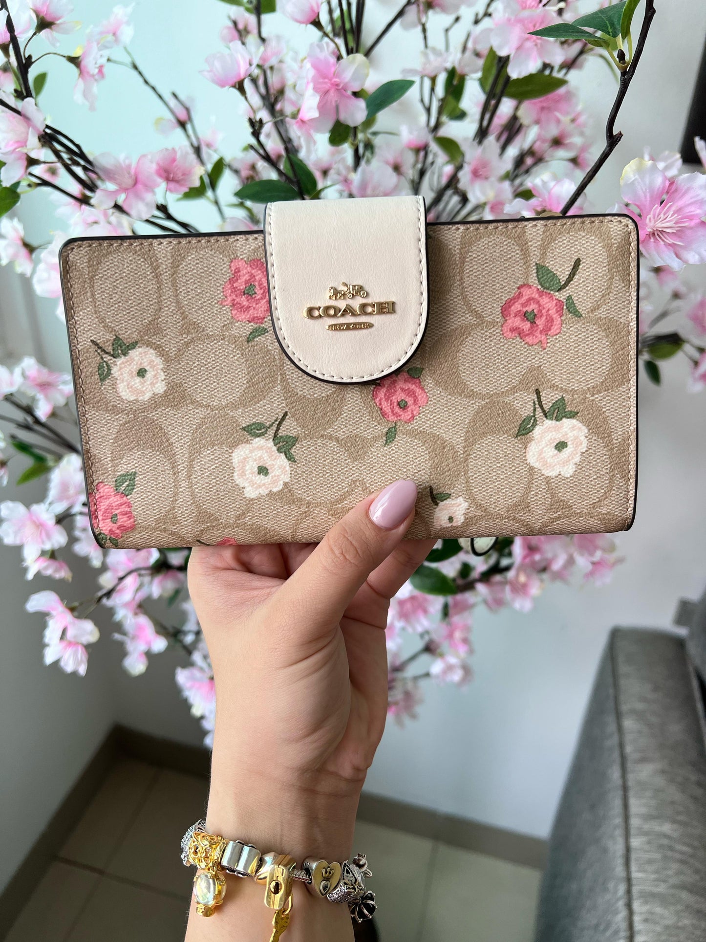 Cartera Grande flores canvas