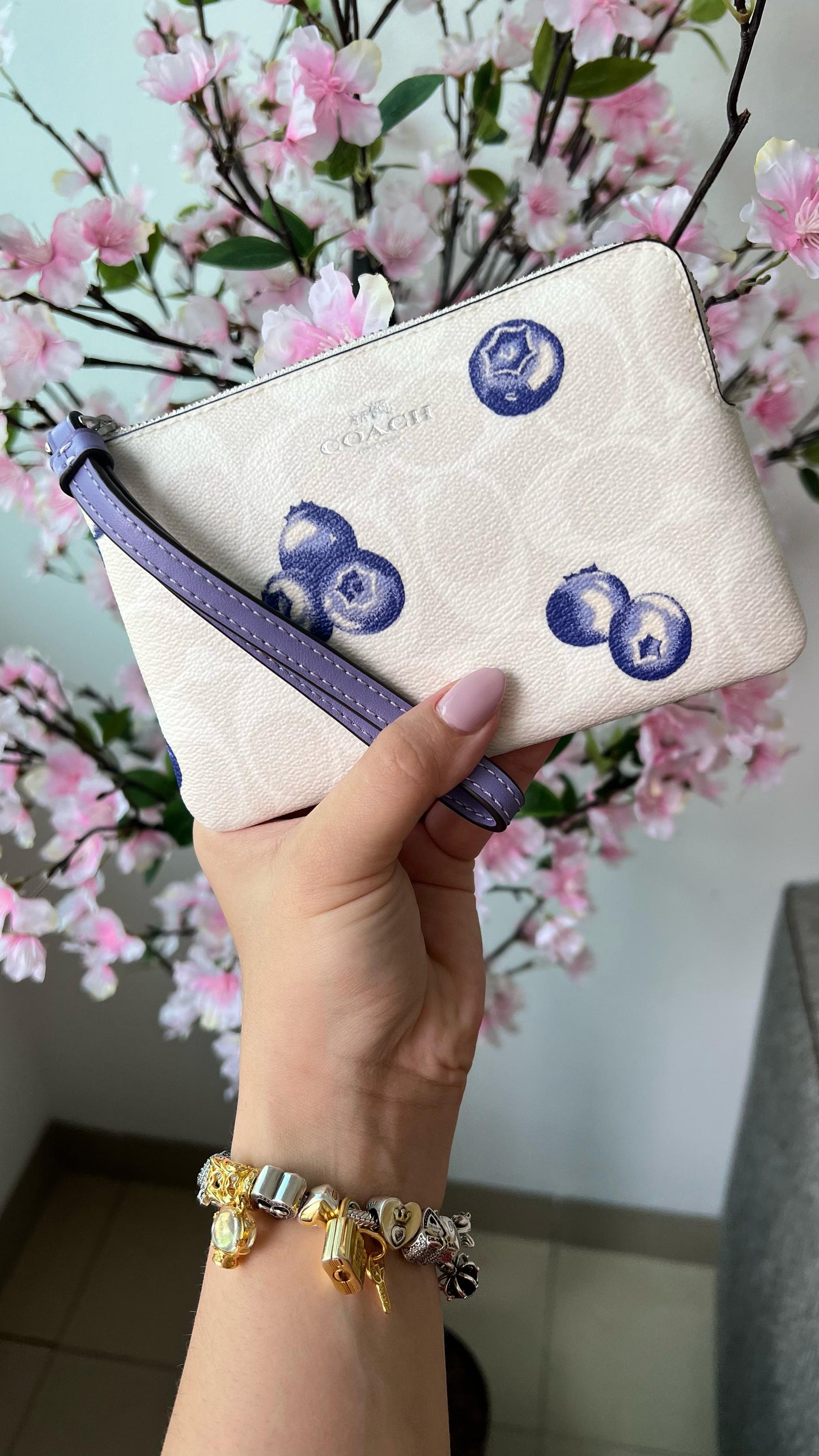 Wristlet Blueberry Blanca Cartera Muñequera
