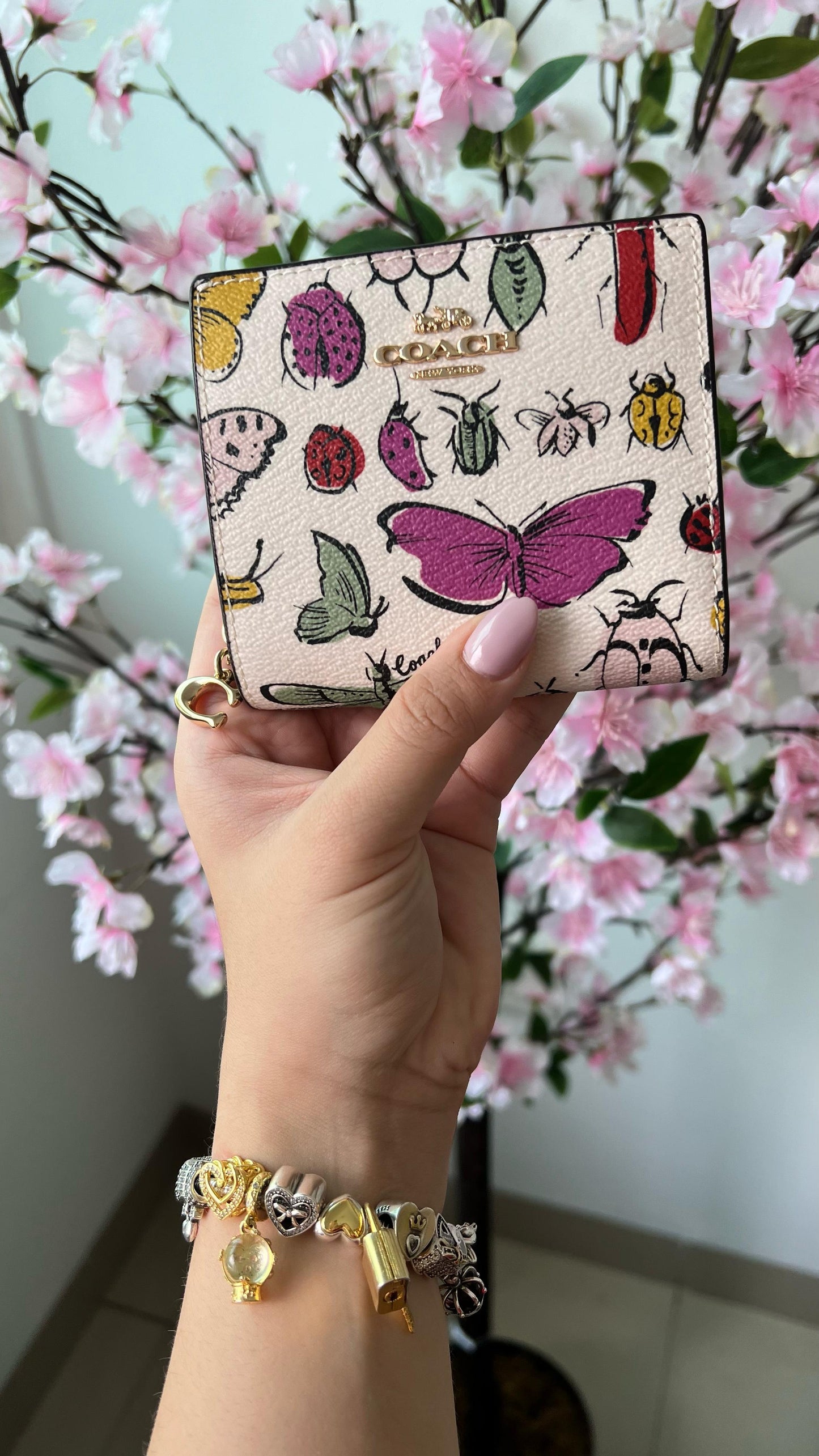 Wristlet Mini Cartera Mariposas Piel