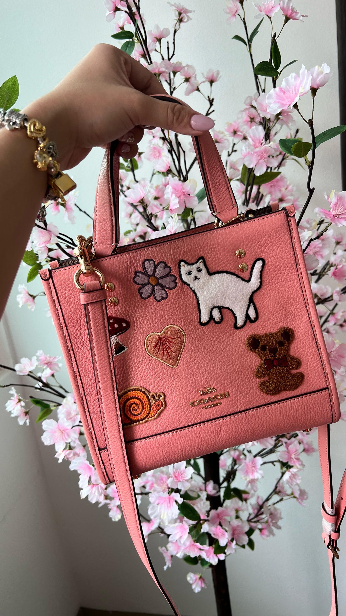 Coach Mini Tote con Figuras Bolsa Durazno