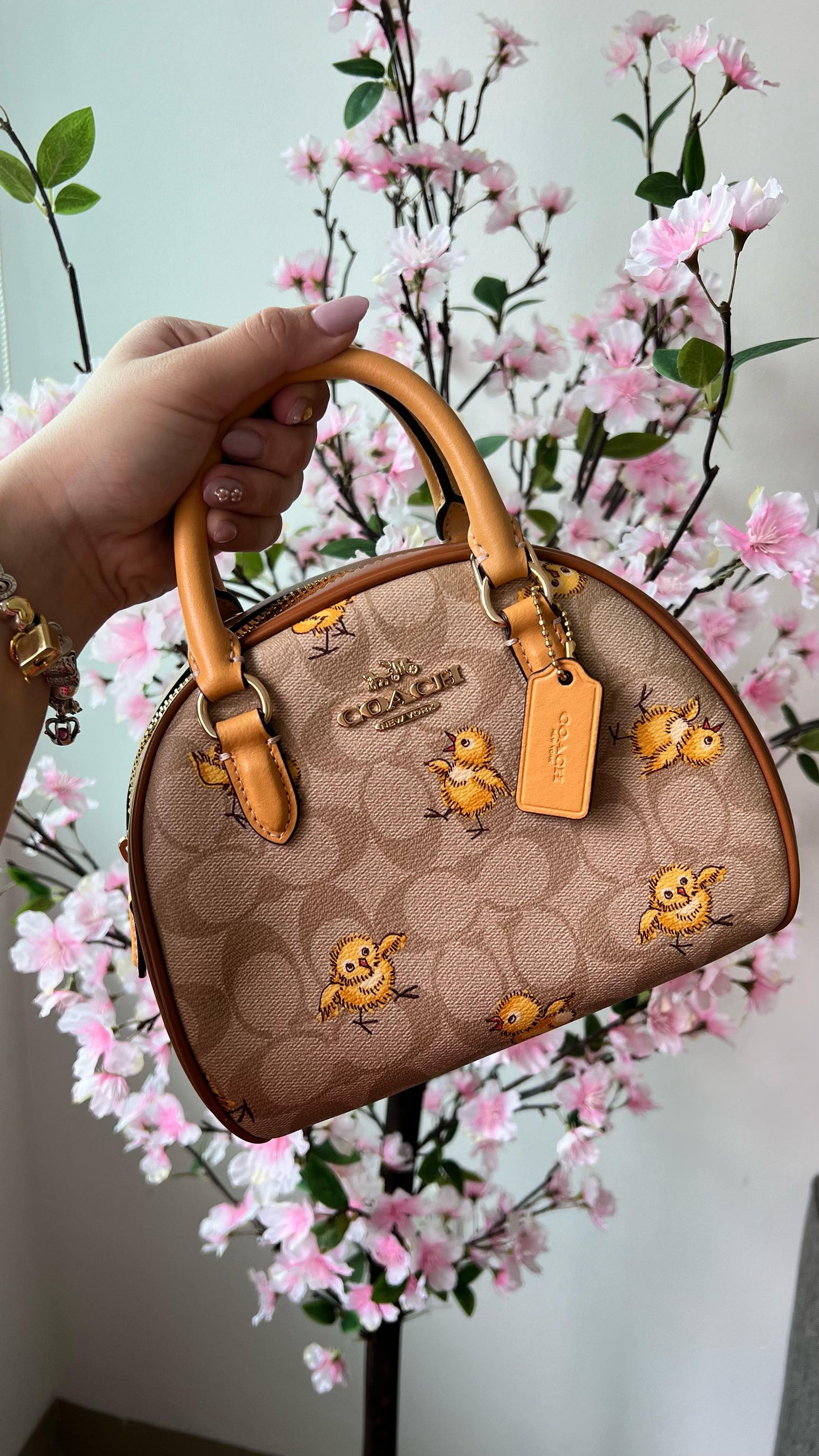 Coachn Sydney Satchel bolsa canvas con pollitos