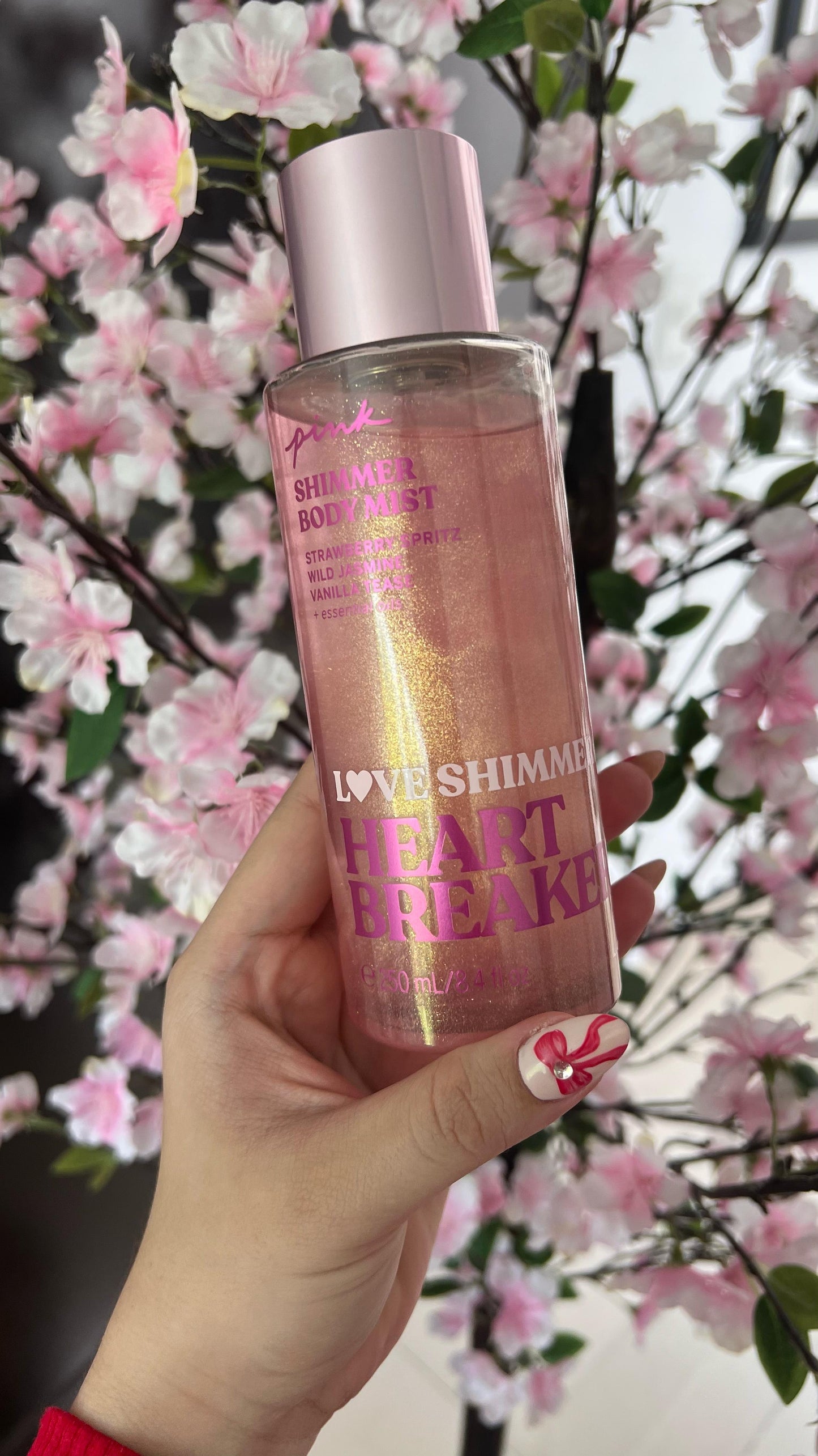 Pink Body Mist victorias secret con shimmer, loción corporal con destellos de brillos ✨
