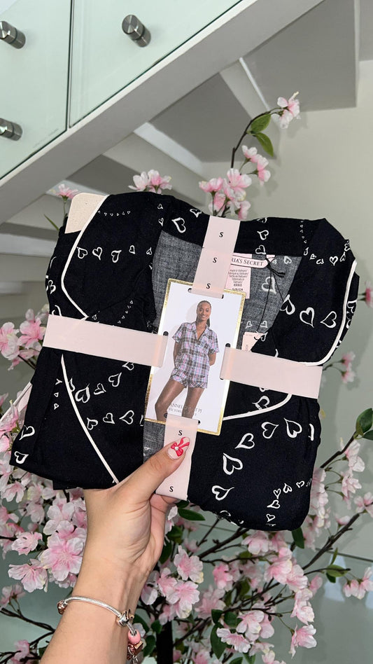 Pijama Flannel Short PJ Set Victoria’s Secret 🖤🤍