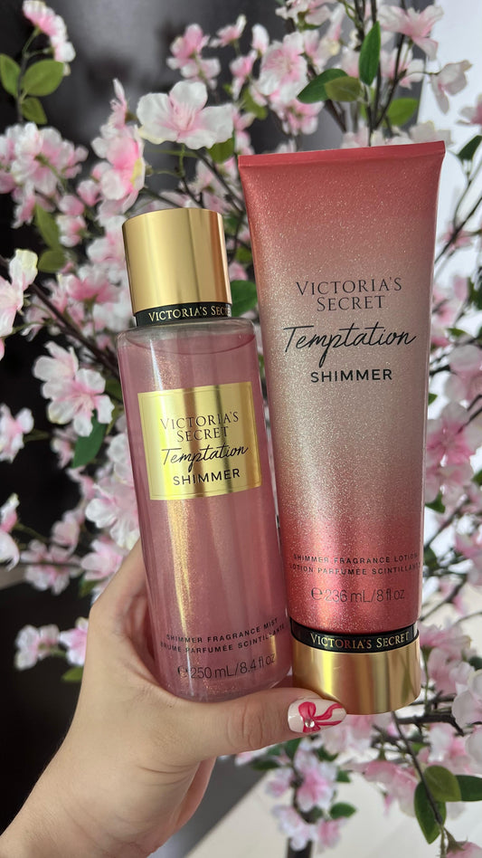 Victoria's Secret Temptation Shimmer – Perfume y Crema ✨🍎🌺