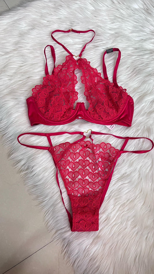 Conjunto Victoria's Secret – Red Desire Lace Set ❤️🔥