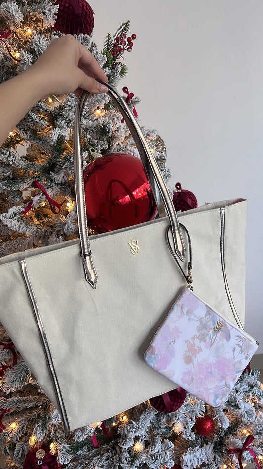 Tote Bag Blanca Bride tela con Wristlet